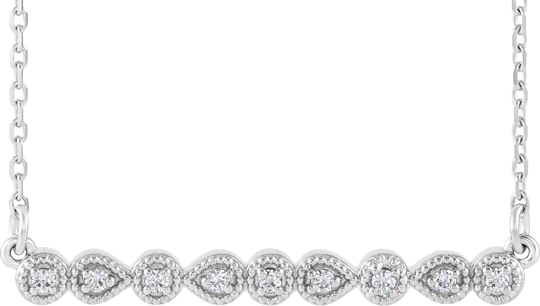 45249530 Platinum .07 CTW Natural Diamond Milgrain Bar 16-18" Necklace - 86704