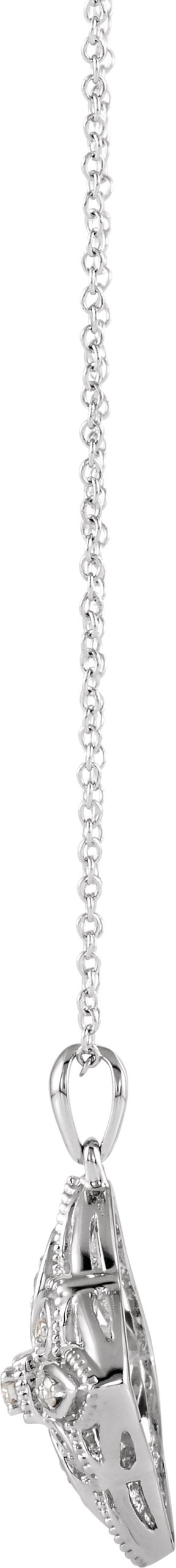 45507845 14K White 1/10 CTW Natural Diamond Granulated Filigree 18" Necklace - 652609