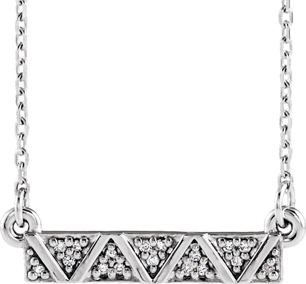 45550677 Platinum .05 CTW Natural Diamond Geometric Bar 16-18" Necklace - 86714