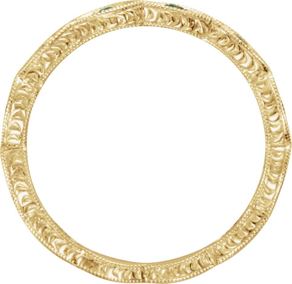 46721778 14K Yellow Natural Emerald Anniversary Band - 69817