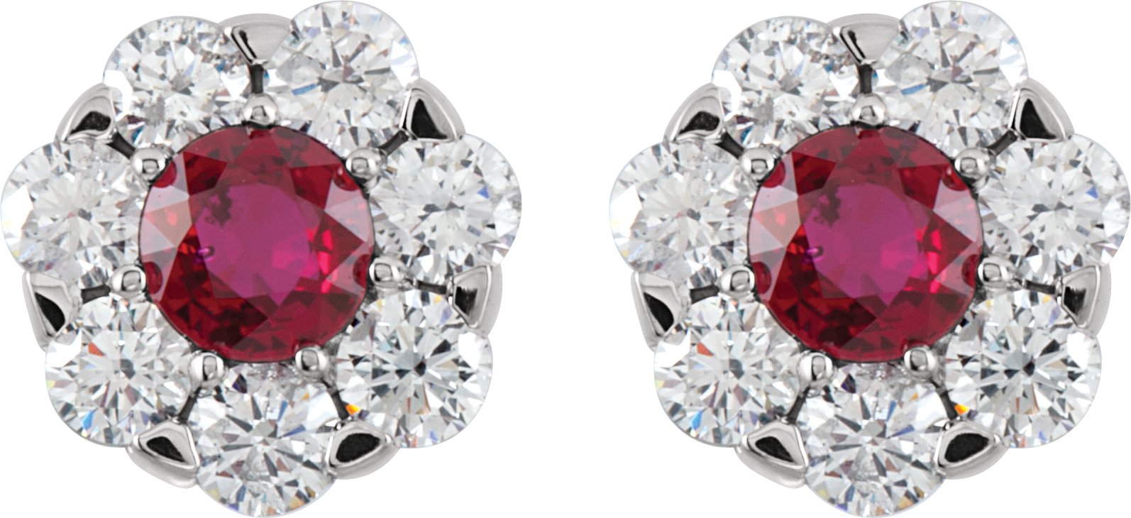 4726730 14K White Natural Ruby & 1 1/8 CTW Natural Diamond Cluster Earrings - 66418