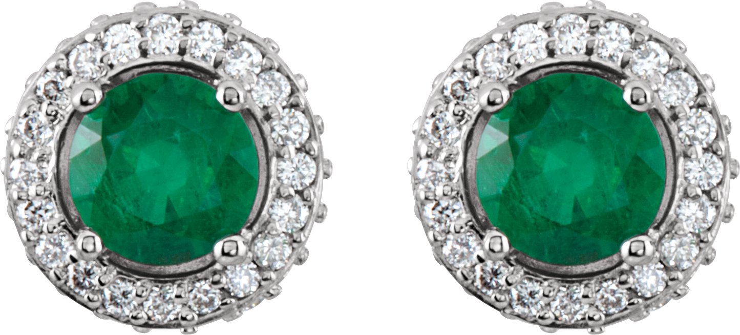 4726732 Platinum Natural Emerald & 1/3 CTW Natural Diamond Earrings - 68602