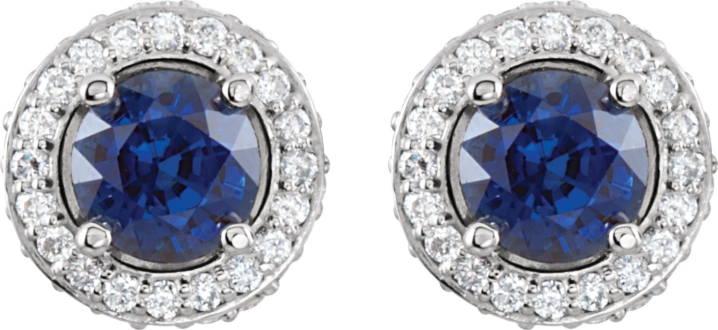 4726737 Platinum Natural Blue Sapphire & 1/3 CTW Natural Diamond Earrings - 68602