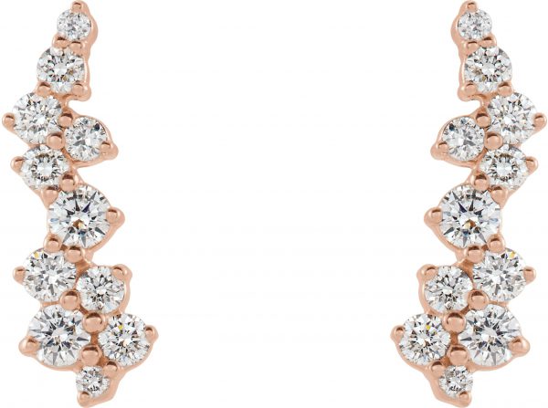 14K Rose 1/3 CTW Natural Diamond Ear Climbers - 86738