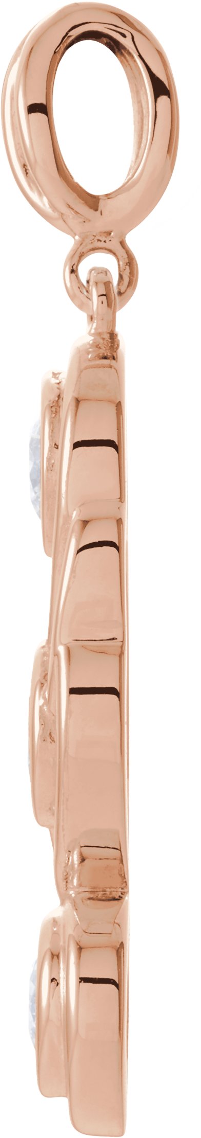 48571287 14K Rose 3/8 CTW Natural Diamond Bezel-Set Three-Stone Pendant - 85925