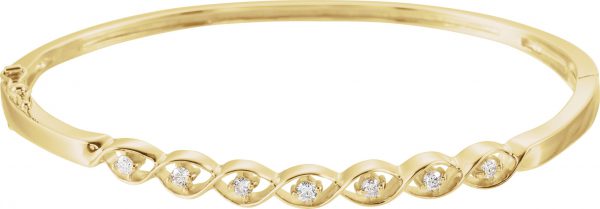 14K Yellow 1/4 CTW Natural Diamond Bangle 6 1/2" Bracelet - 60889