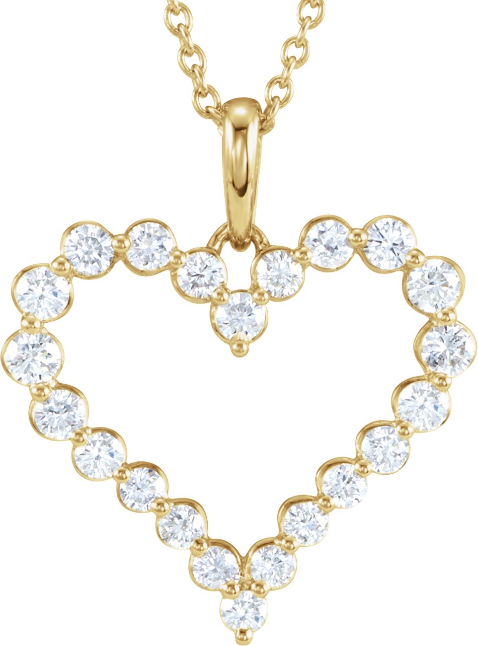 51396720 14K Yellow 1 CTW Natural Diamond Heart 18" Necklace - 64960