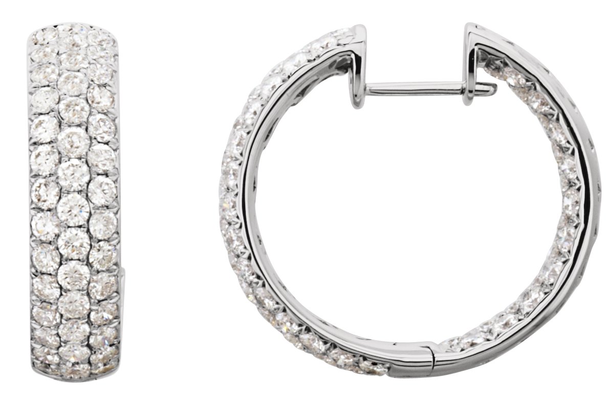 5163295 18K White 4 CTW Natural Diamond Inside-Outside Hinged 23.4 mm Hoop Earrings - 67830