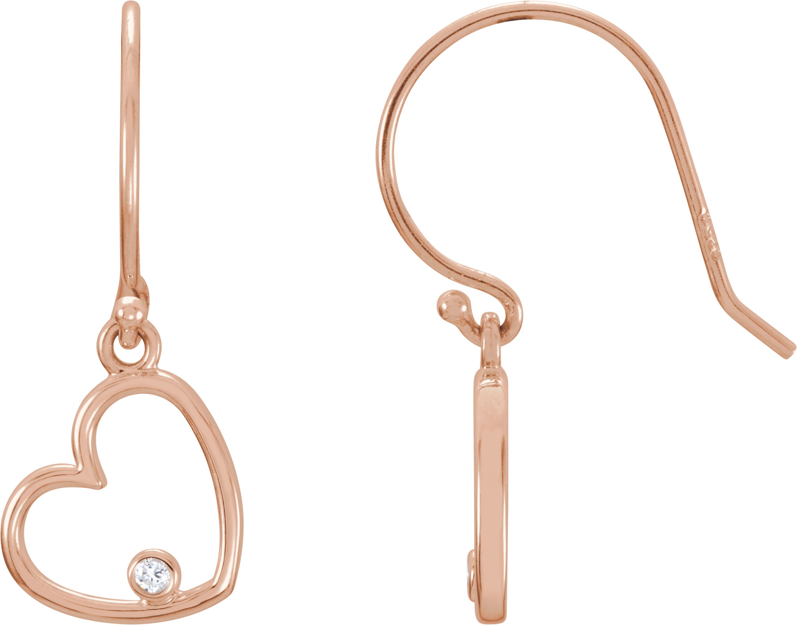 54926179 14K Rose .03 CTW Natural Diamond Heart Earrings - 85546
