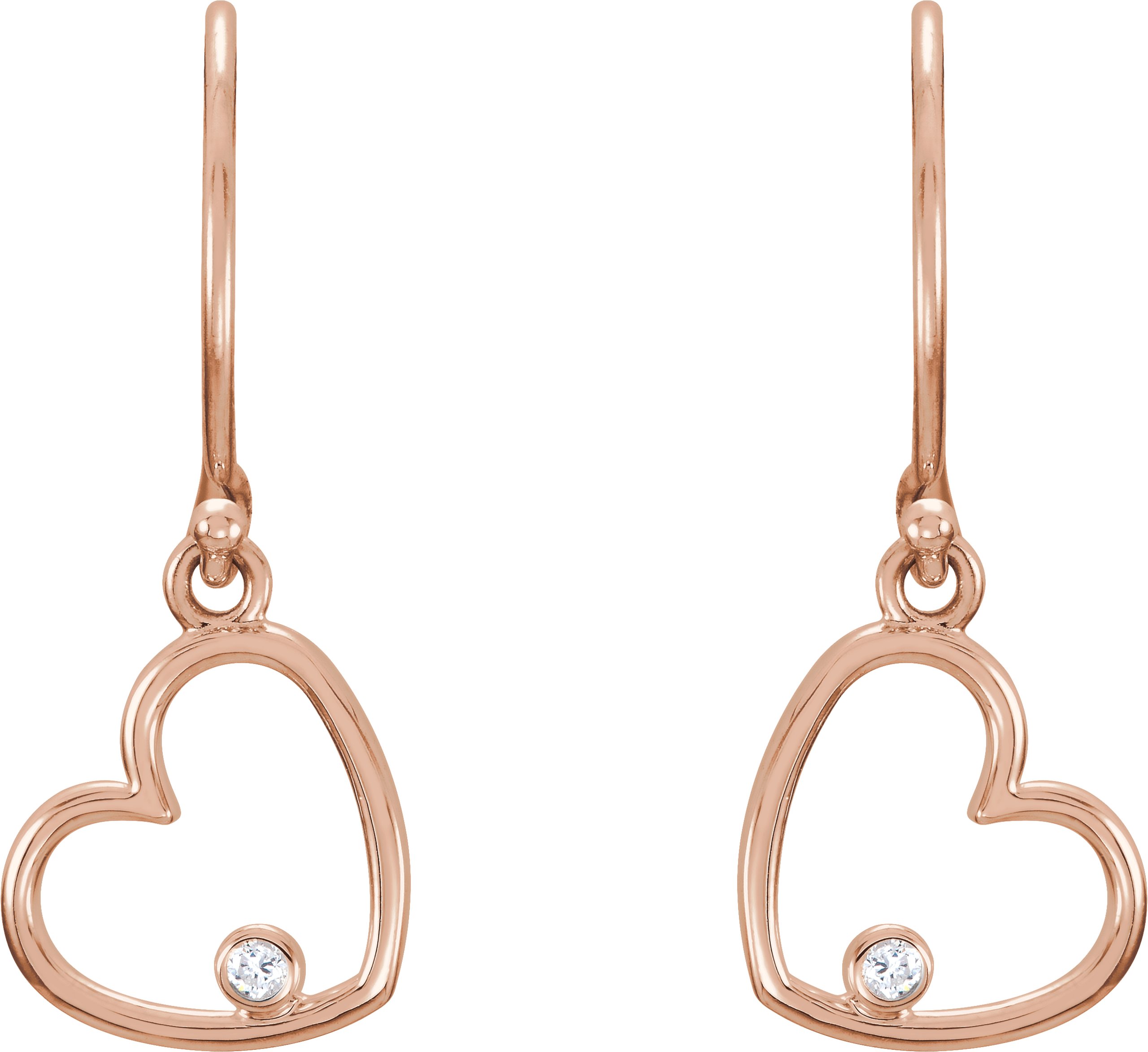 54926187 14K Rose .03 CTW Natural Diamond Heart Earrings - 85546