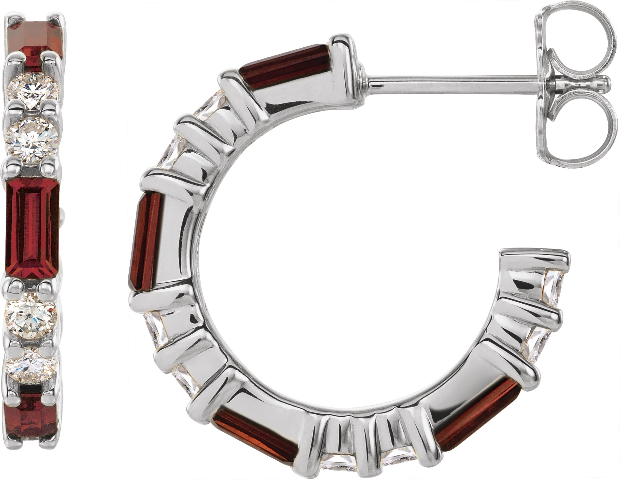 56540791 14K White Natural Mozambique Garnet & 1/2 CTW Natural Diamond Earrings - 86789