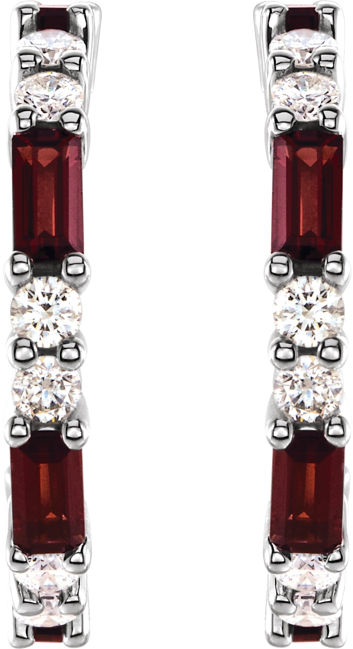 56541047 14K White Natural Mozambique Garnet & 1/2 CTW Natural Diamond Earrings - 86789