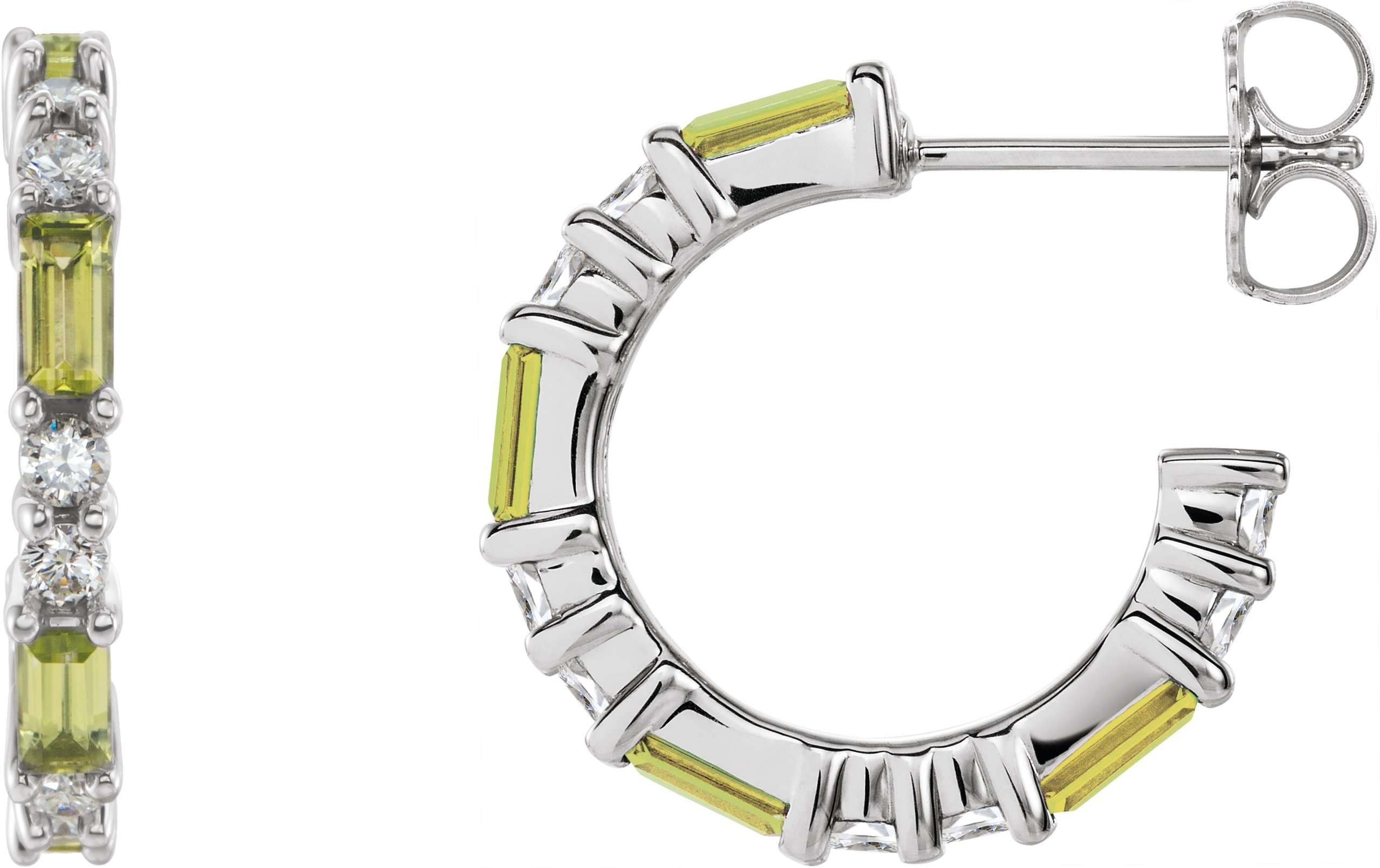 56546264 14K White Natural Peridot & 1/2 CTW Natural Diamond Earrings - 86789