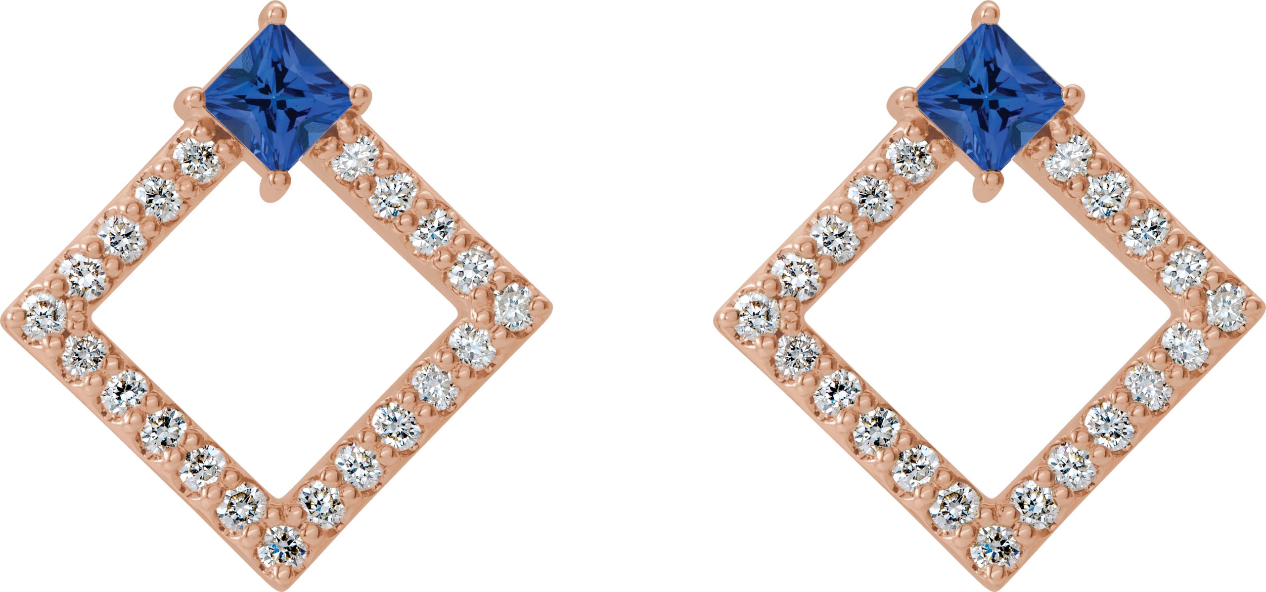 56572960 14K Rose Natural Blue Sapphire & 1/3 CTW Natural Diamond Earrings - 86889