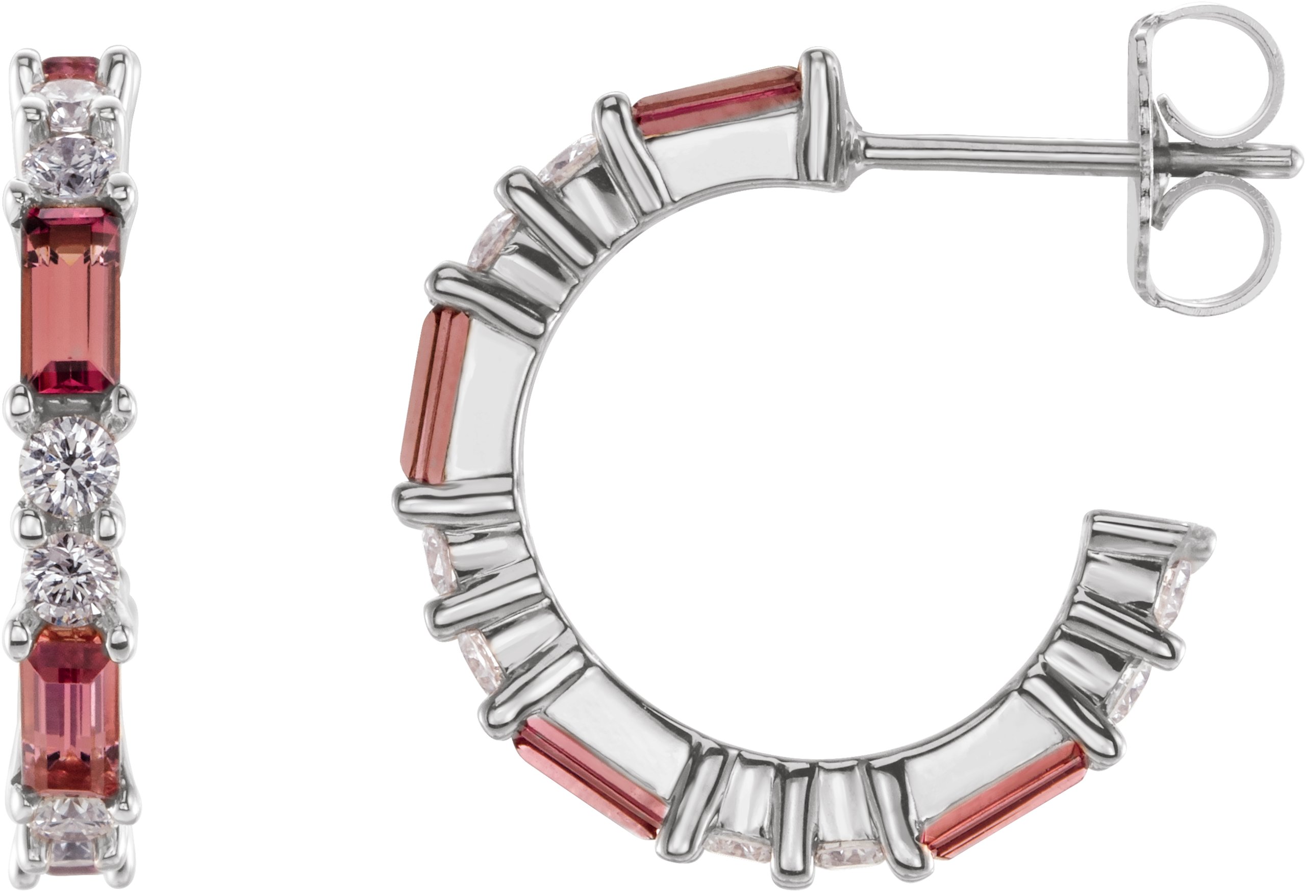 57215923 14K White Natural Pink Tourmaline & 1/2 CTW Natural Diamond Earrings - 86789