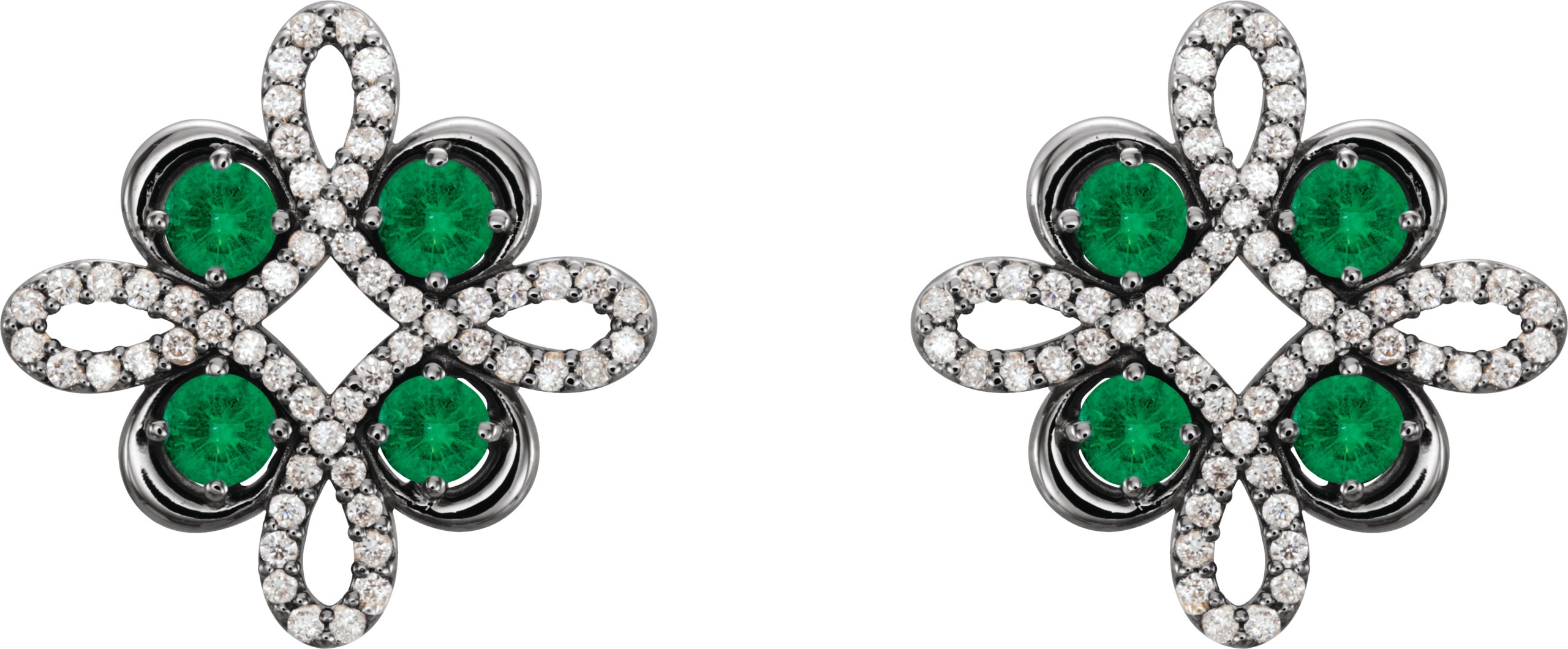 59000944 14K White Natural Emerald & 1/4 CTW Natural Diamond Earrings - 86367