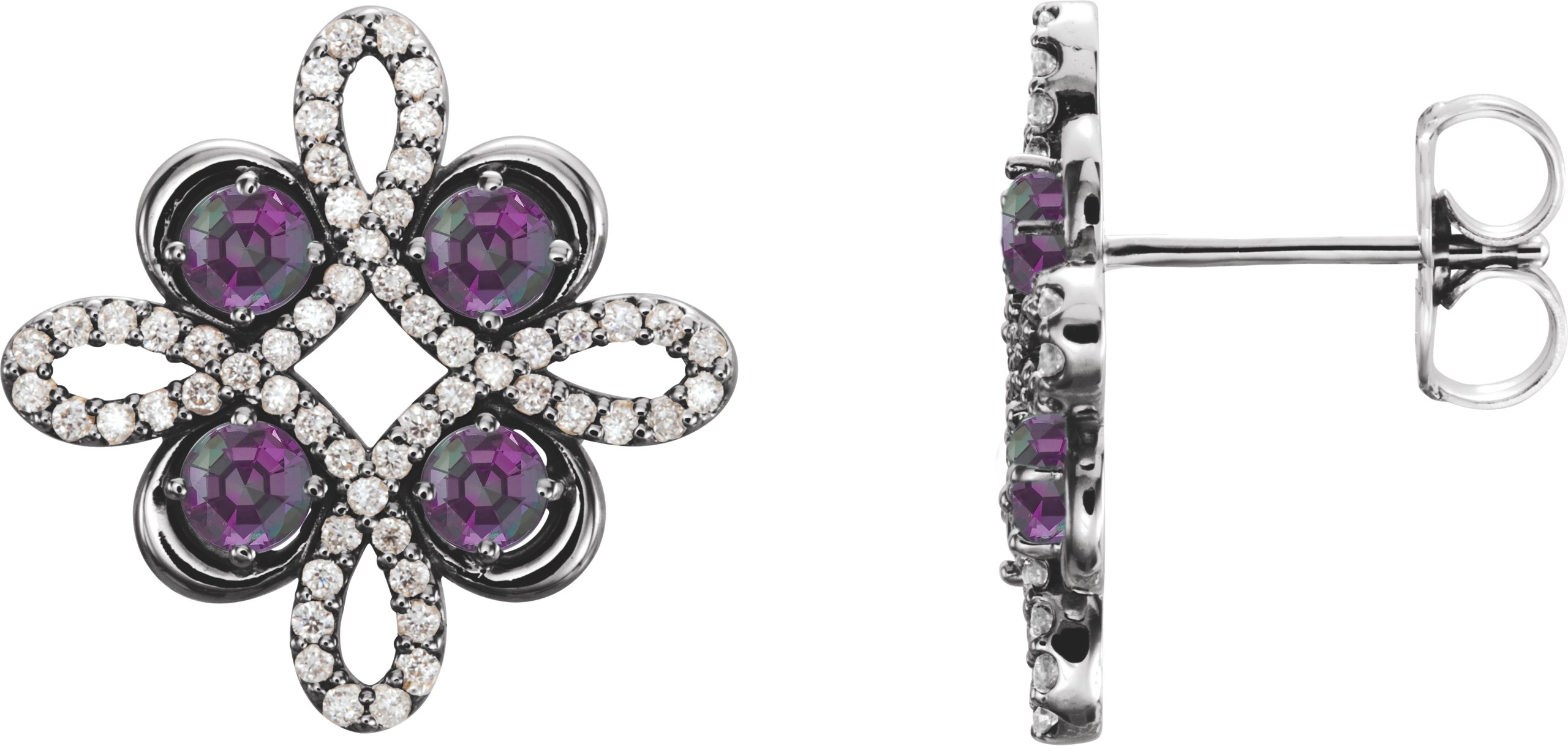 59002472 Platinum Natural Amethyst & 1/4 CTW Natural Diamond Earrings - 86367