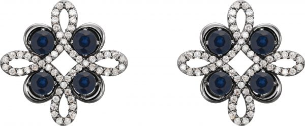 Platinum Natural Blue Sapphire & 1/4 CTW Natural Diamond Earrings - 86367