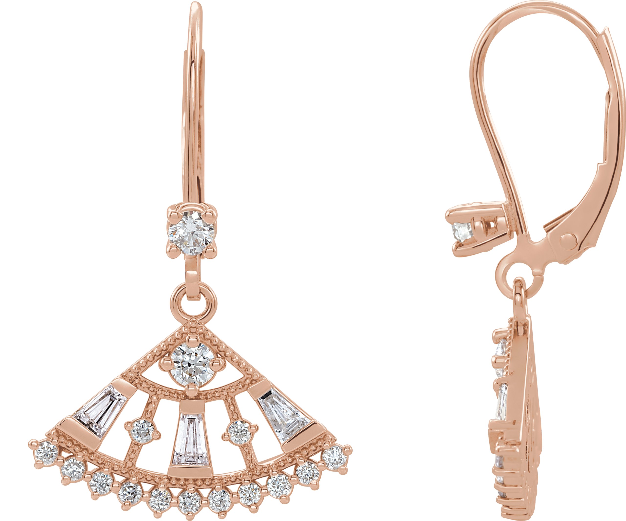 59621975 14K Rose 3/4 CTW Natural Diamond Fan Earrings - 86963