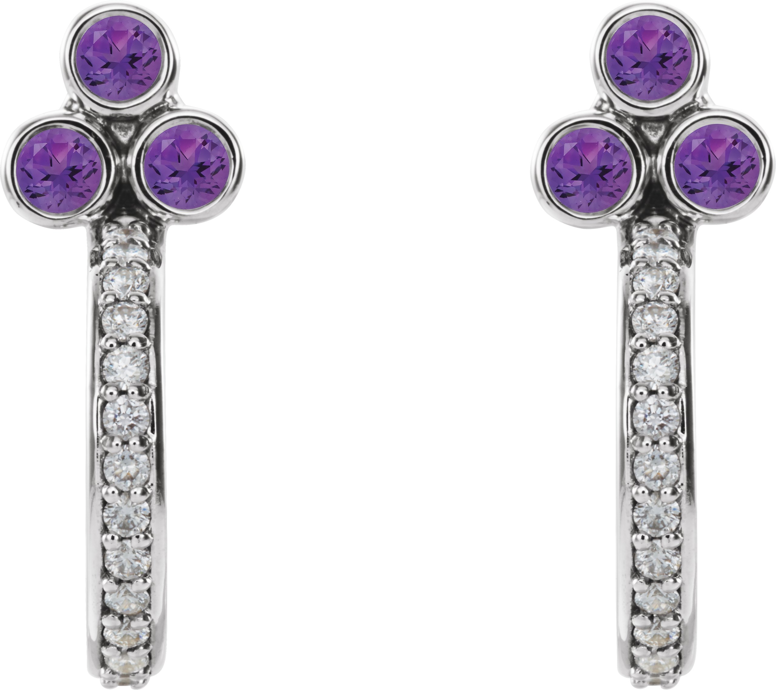 60025972 Platinum Natural Amethyst & 1/4 CTW Natural Diamond J-Hoop Earrings - 86806