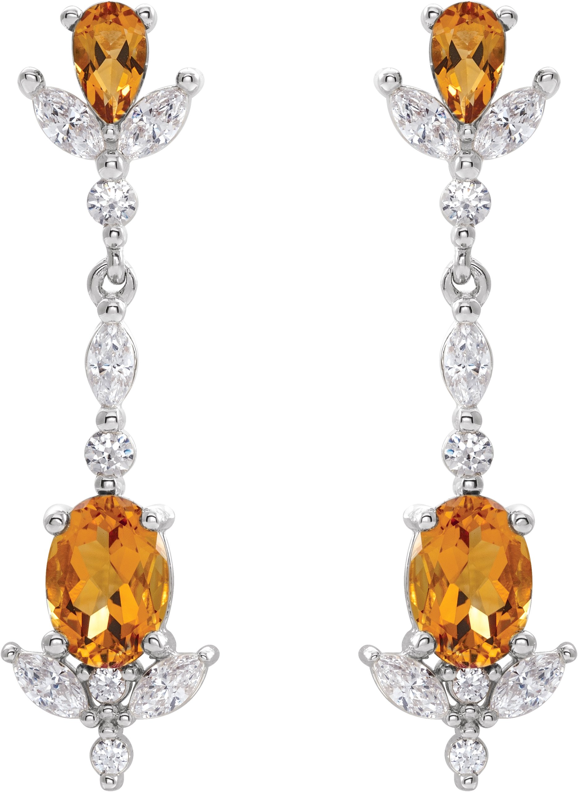 60554288 14K White Natural Citrine & 3/4 CTW Natural Diamond Earrings - 86907
