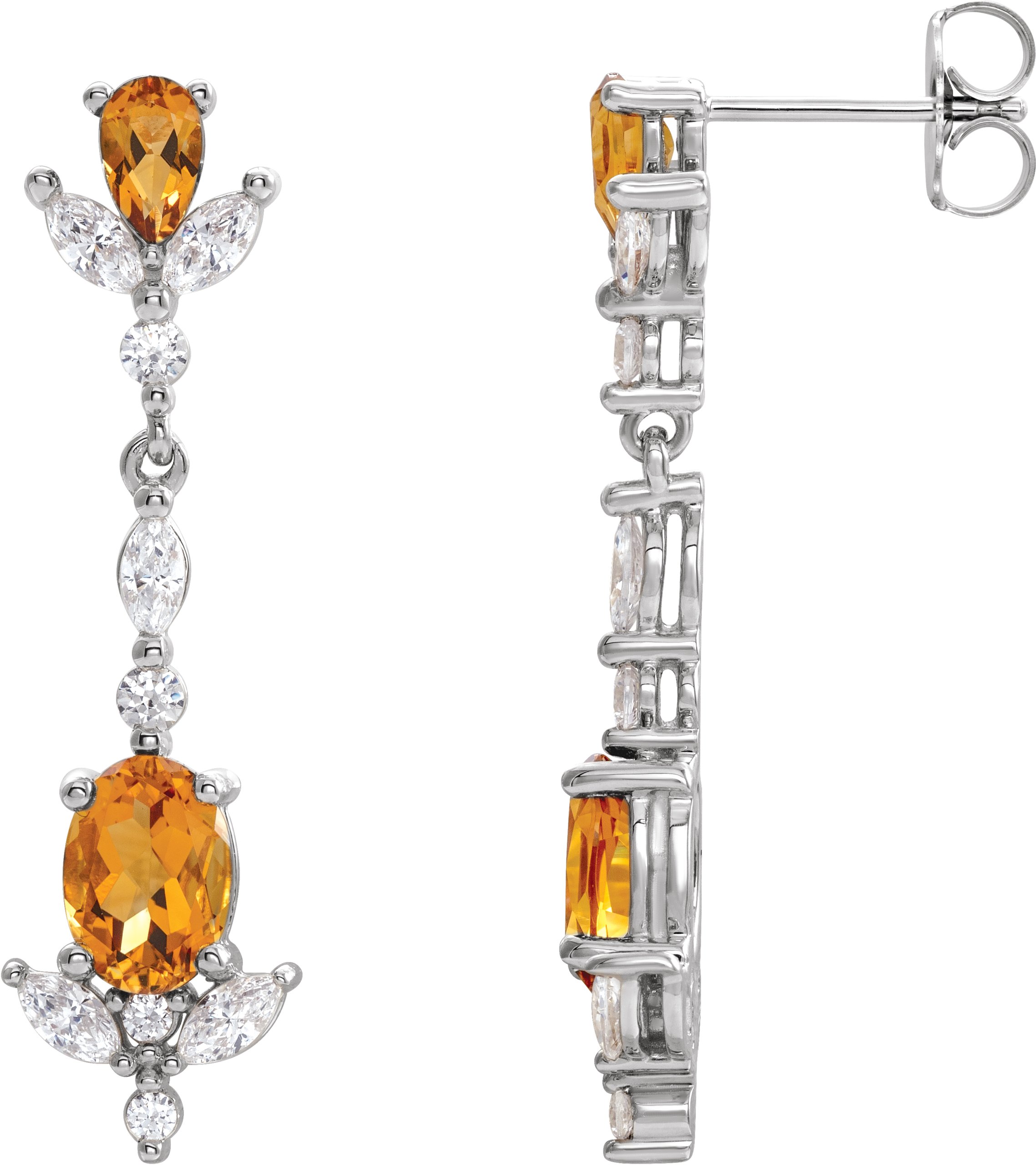 60554291 14K White Natural Citrine & 3/4 CTW Natural Diamond Earrings - 86907