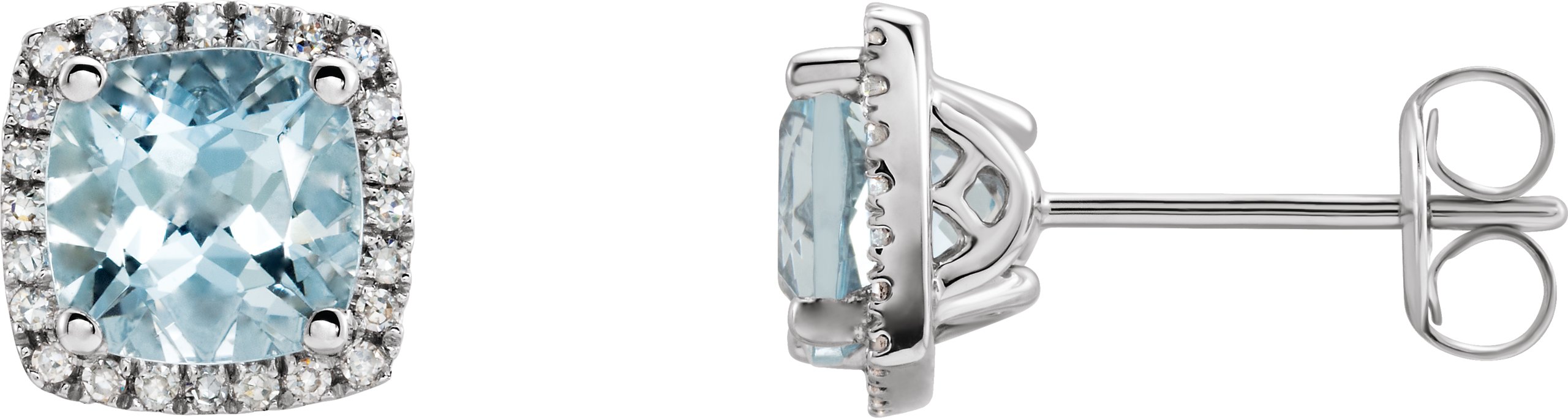 66575047 14K White Natural Aquamarine & 1/8 CTW Natural Diamond Earrings - 652047