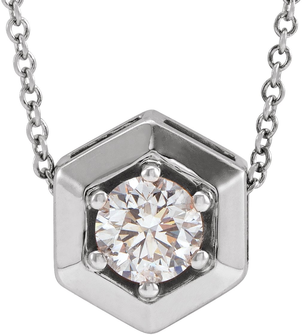 67575778 Platinum 1/2 CT Natural Diamond Geometric 16-18" Necklace - 87125