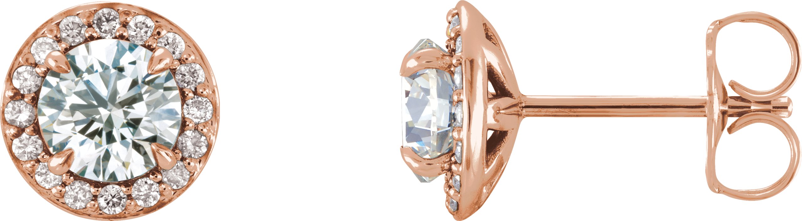 67670187 14K Rose 1 CTW Natural Diamond Halo-Style Earrings - 86458