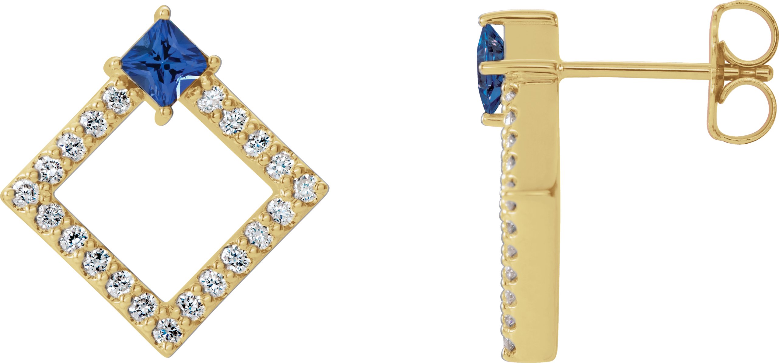 67955010 14K Yellow Natural Blue Sapphire & 1/3 CTW Natural Diamond Earrings - 86889