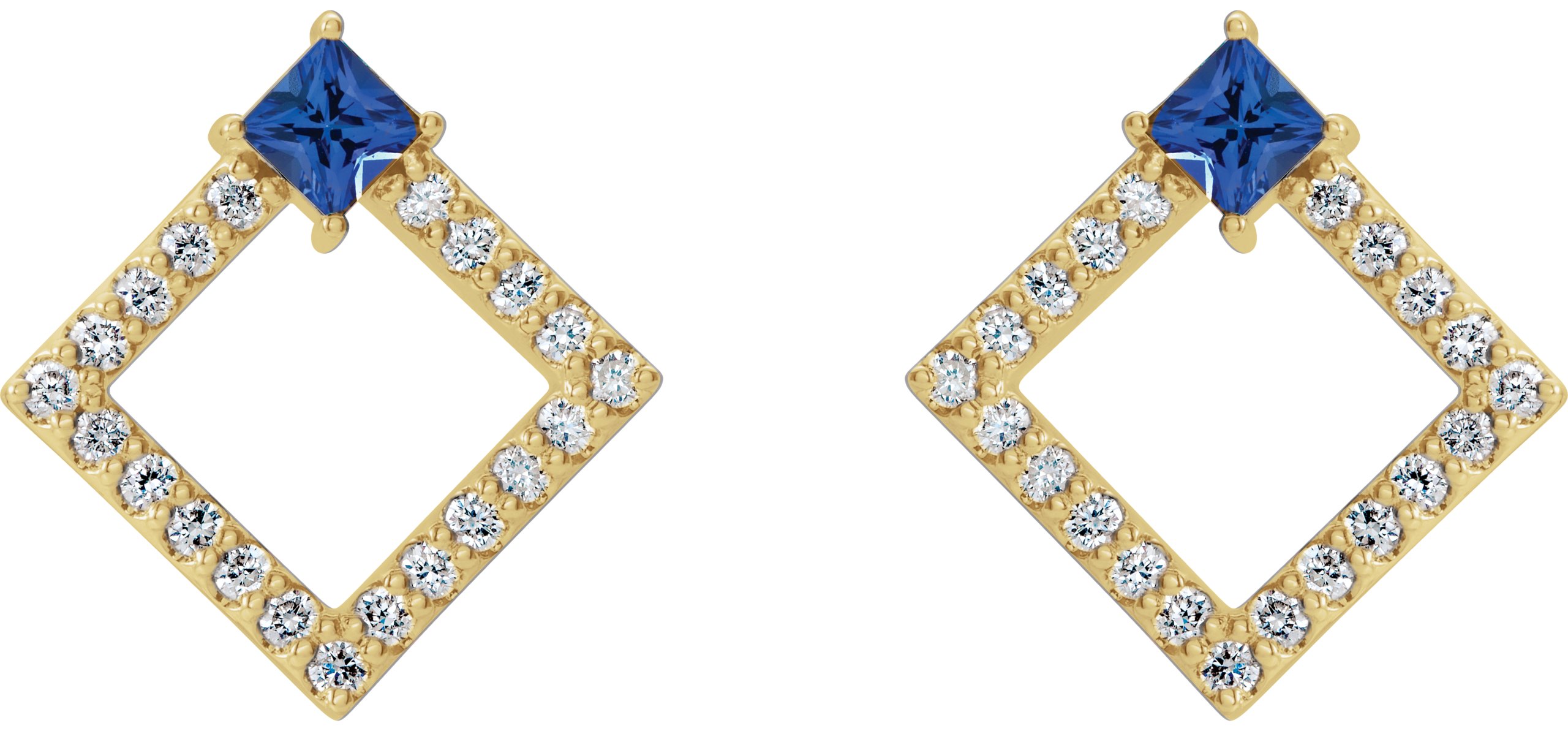 67955013 14K Yellow Natural Blue Sapphire & 1/3 CTW Natural Diamond Earrings - 86889