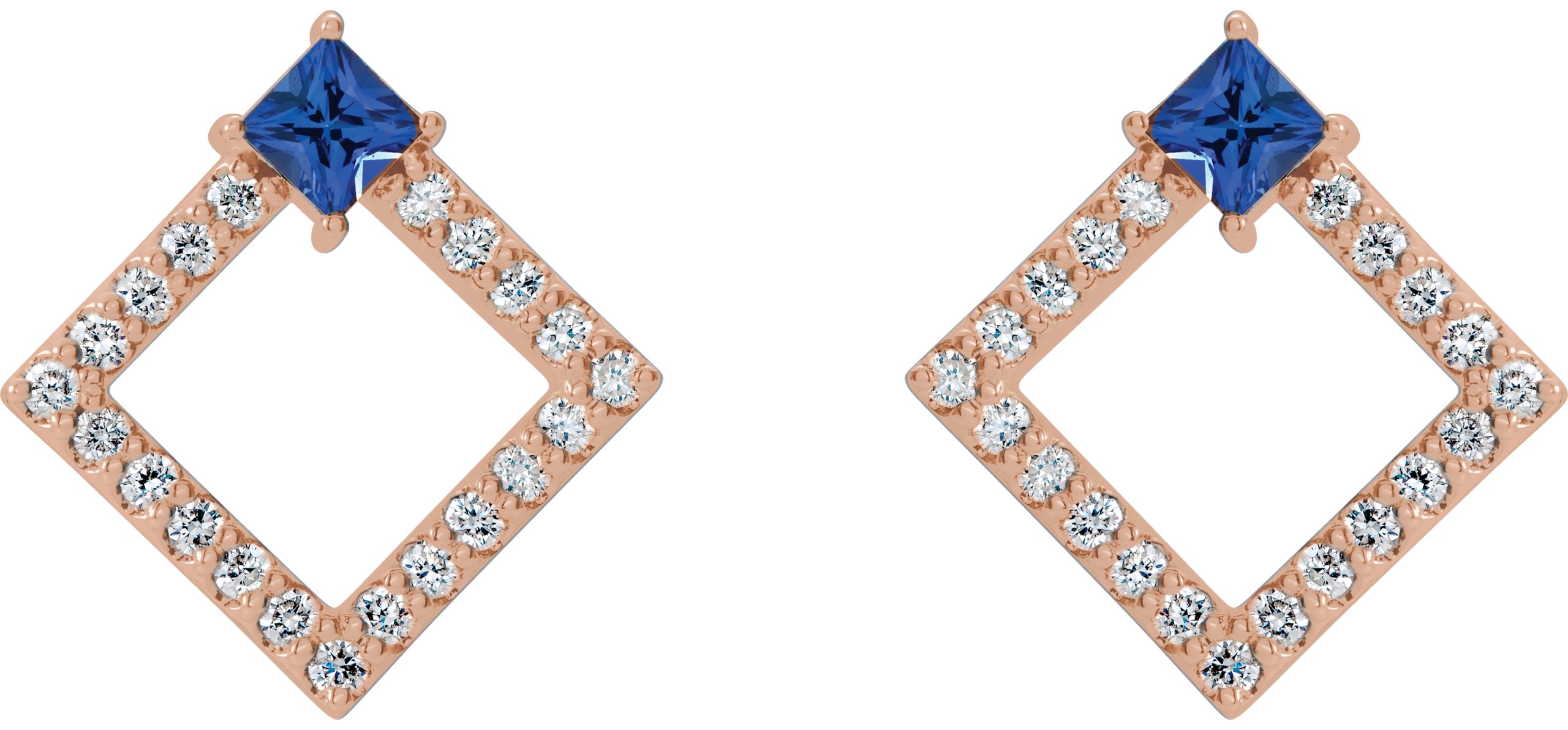 67955014 14K Rose Natural Blue Sapphire & 1/3 CTW Natural Diamond Earrings - 86889
