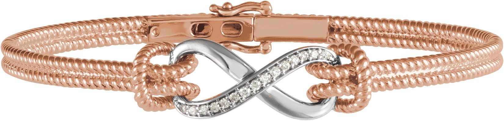 69459865 14K Rose/White 1/8 CTW Natural Diamond Bangle 7 1/2” Bracelet - 653044