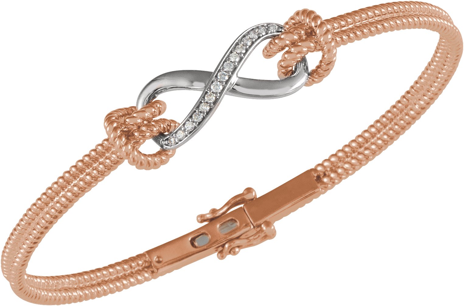 69508525 14K Rose/White 1/8 CTW Natural Diamond Bangle 7 1/2” Bracelet - 653044