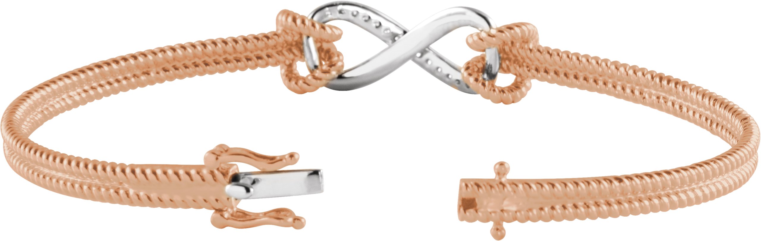 69508929 14K Rose/White 1/8 CTW Natural Diamond Bangle 7 1/2” Bracelet - 653044