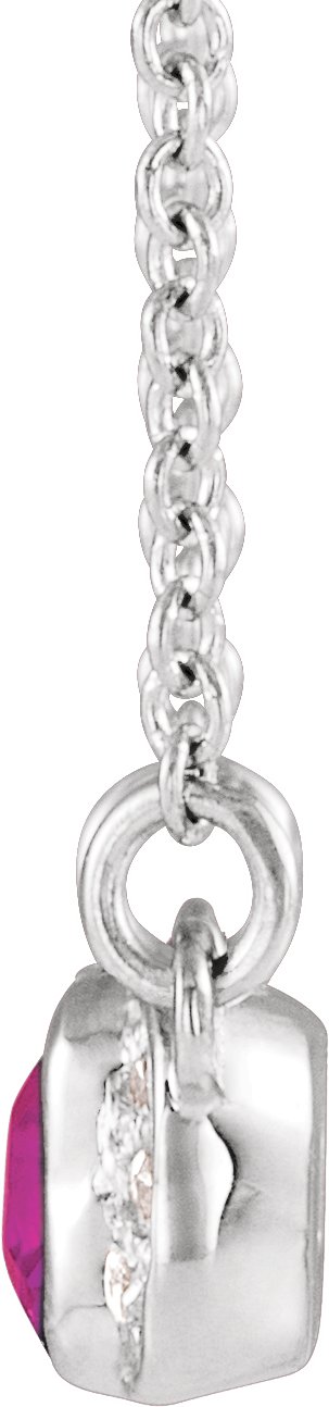 70644651 Platinum Natural Pink Tourmaline & .02 CTW Natural Diamond Bar 16" Necklace - 86750