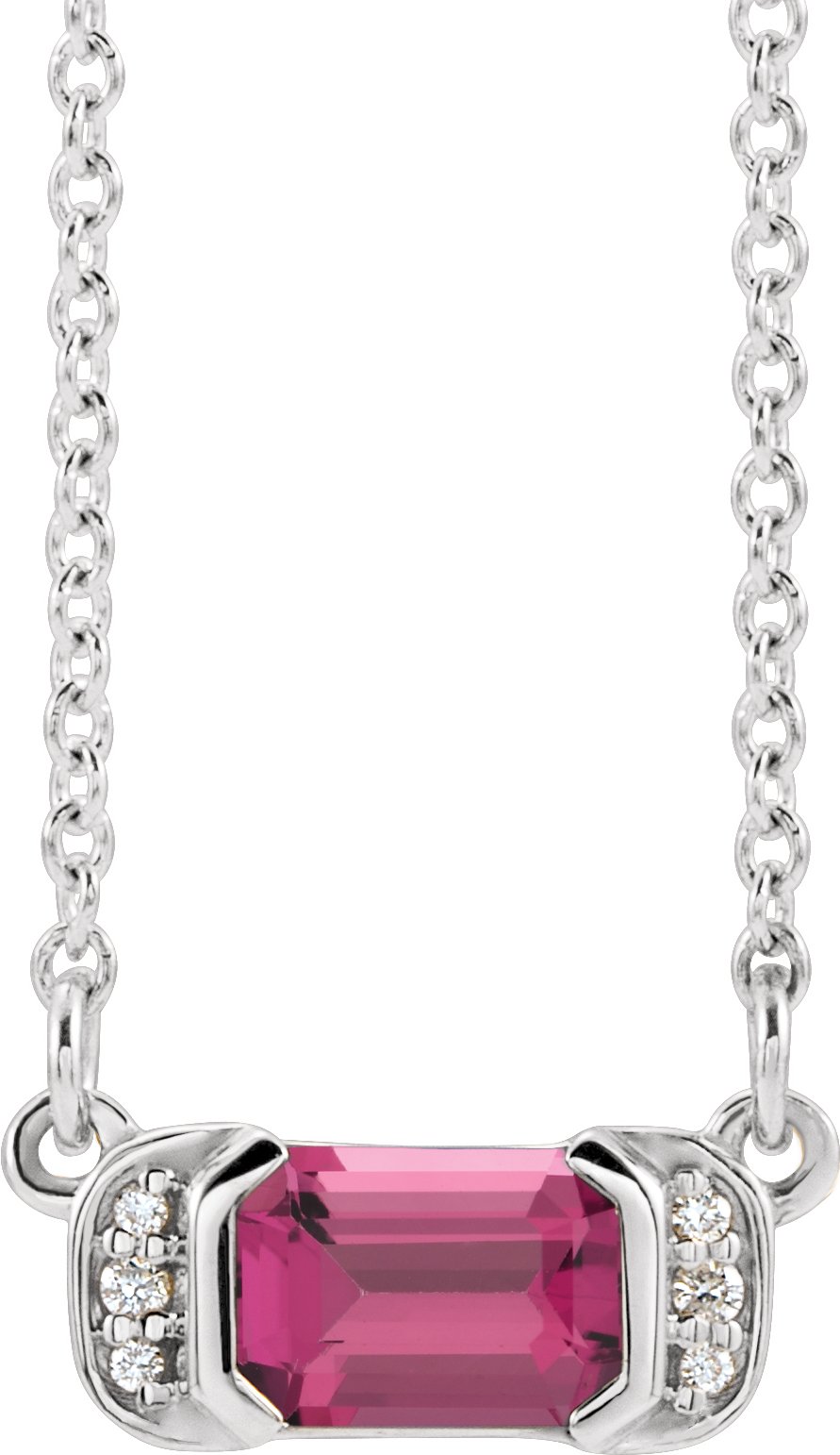 70867667 Platinum Natural Pink Tourmaline & .02 CTW Natural Diamond Bar 16" Necklace - 86750