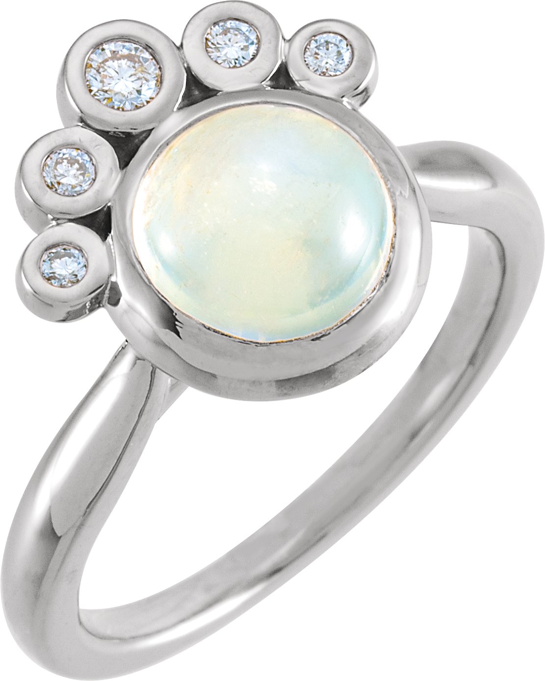 71115007 Platinum Natural Rainbow Moonstone & 1/8 CTW Natural Diamond Ring - 72052