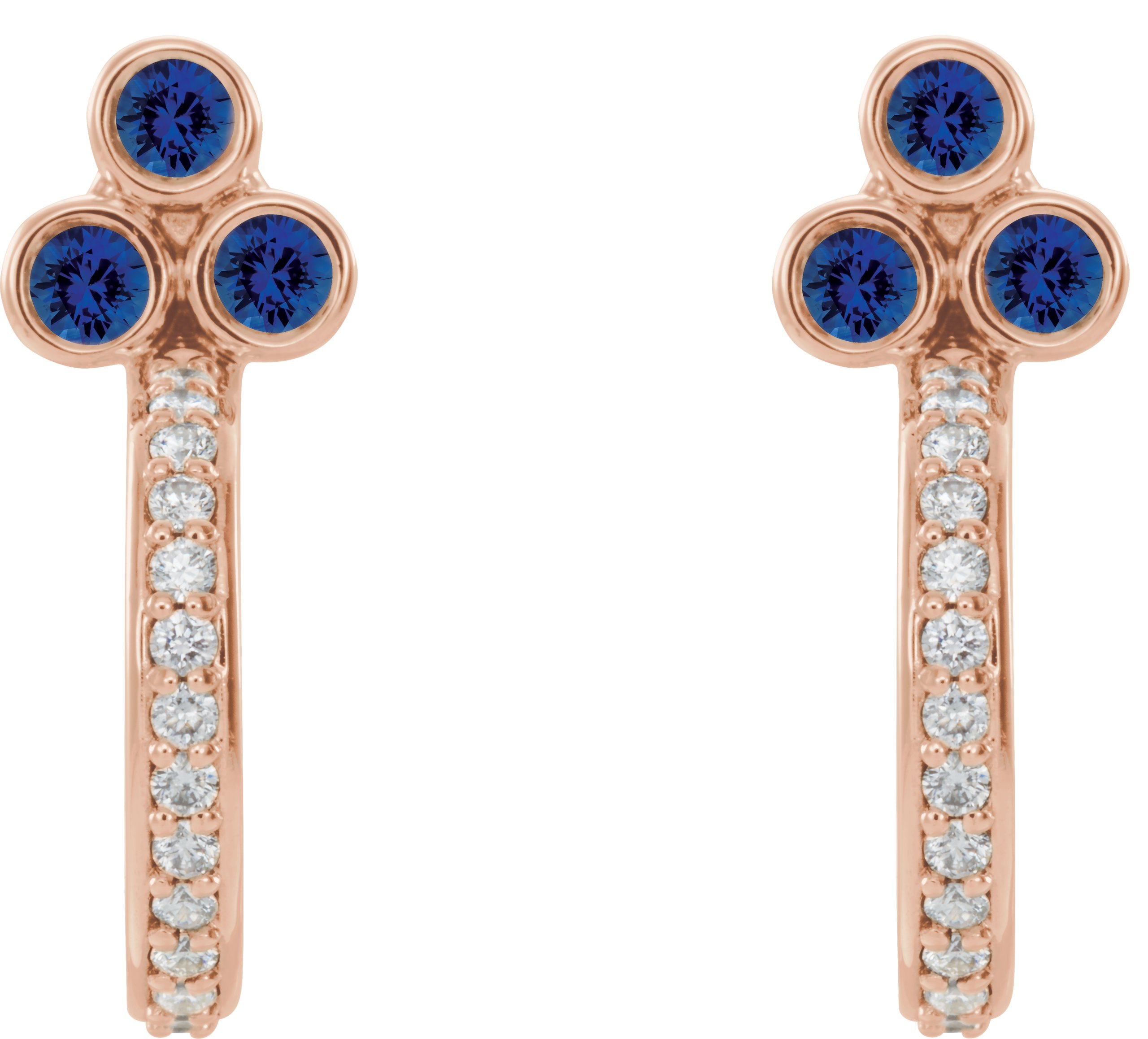 74349709 14K Rose Natural Blue Sapphire & 1/4 CTW Natural Diamond J-Hoop Earrings - 86806