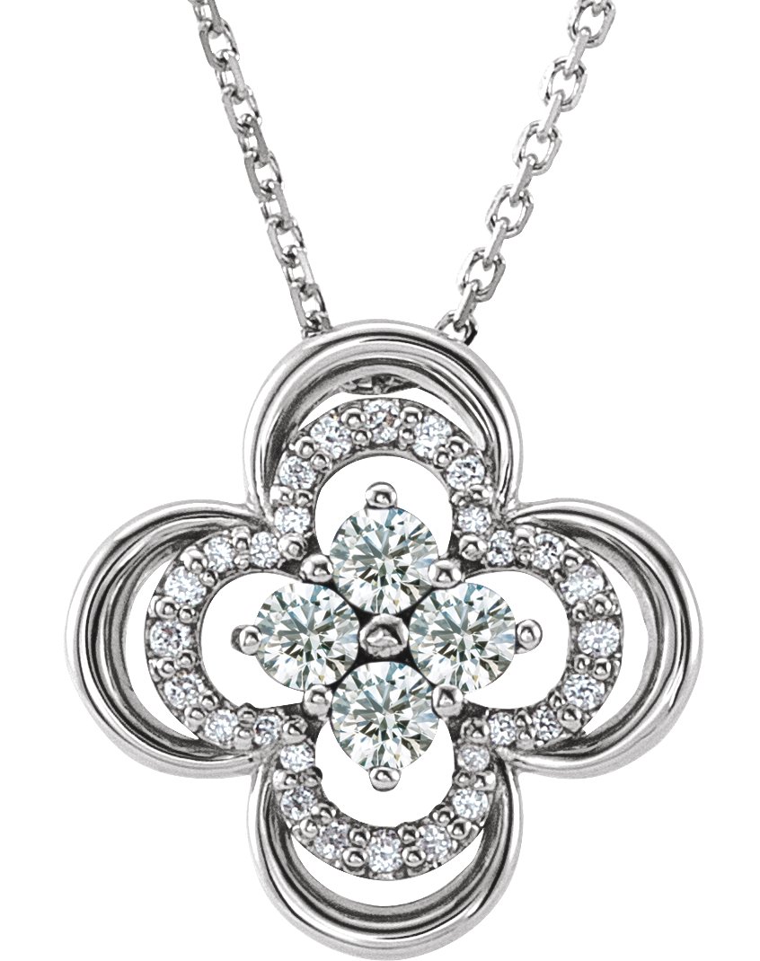 84972758 Platinum 1/3 CTW Natural Diamond Clover 18" Necklace - 86369