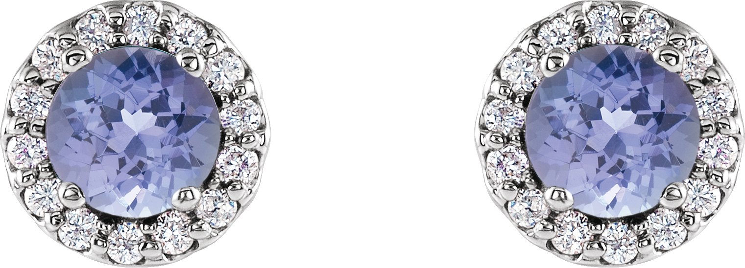 96208418 Platinum 4 mm Natural Tanzanite & 1/10 CTW Natural Diamond Earrings - 86509