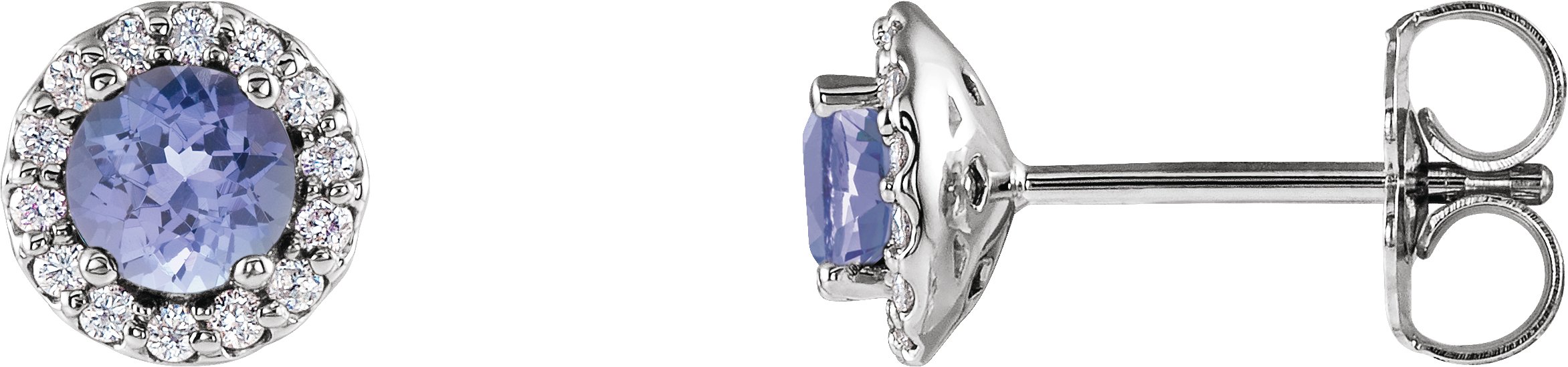 96208419 Platinum 4 mm Natural Tanzanite & 1/10 CTW Natural Diamond Earrings - 86509