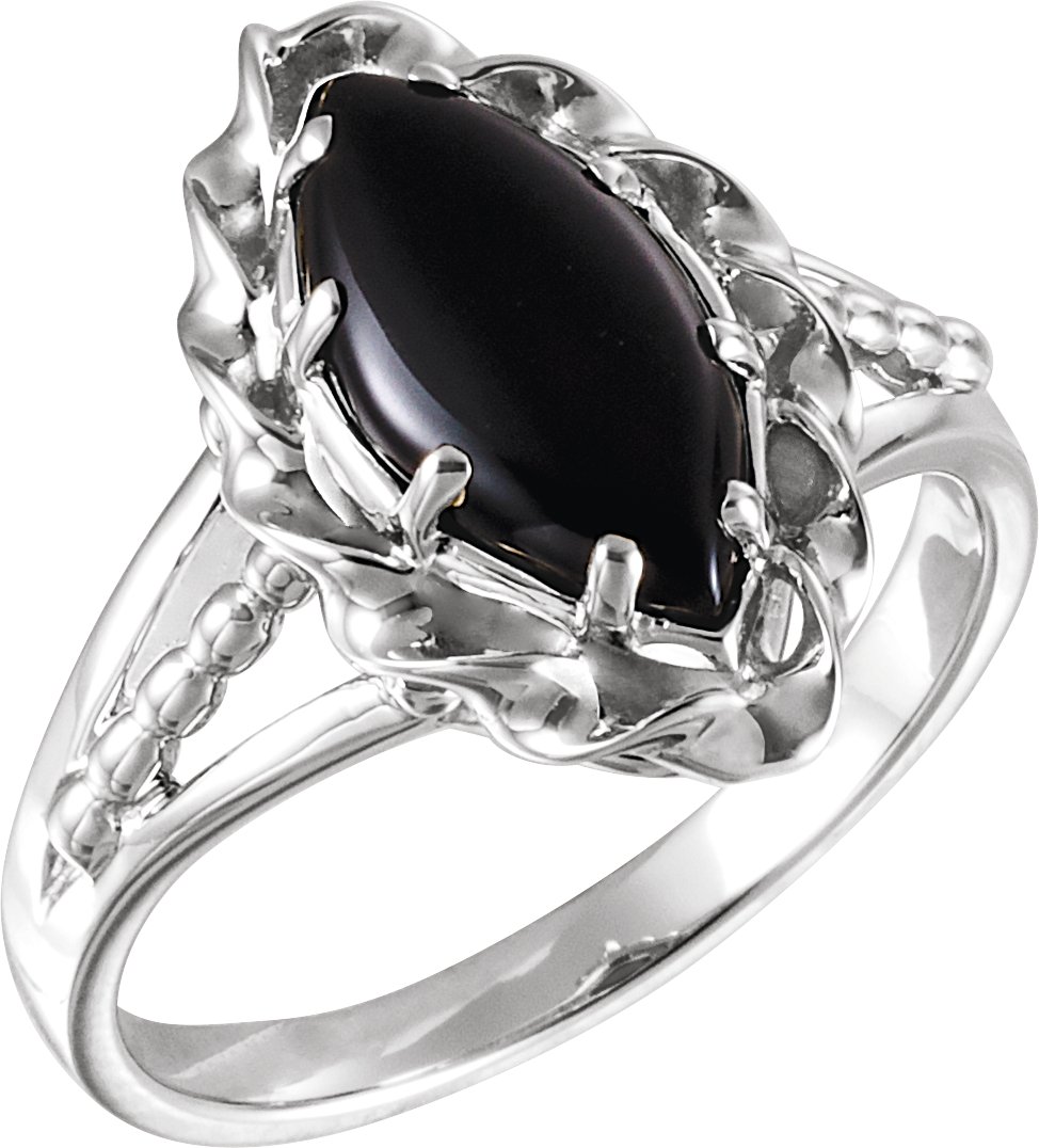 97594775 14K White Natural Onyx Rope Ring - 60506