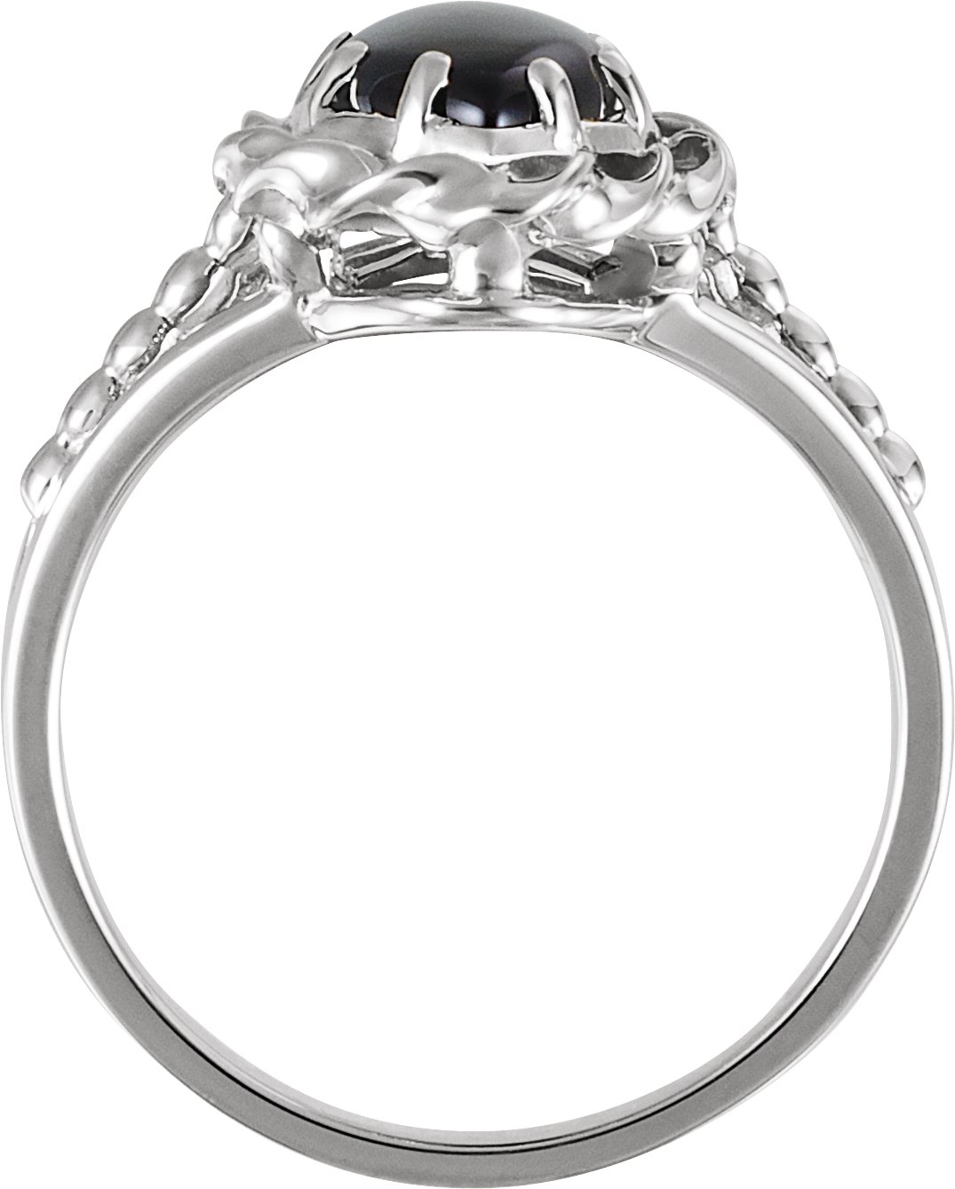 97594785 14K White Natural Onyx Rope Ring - 60506