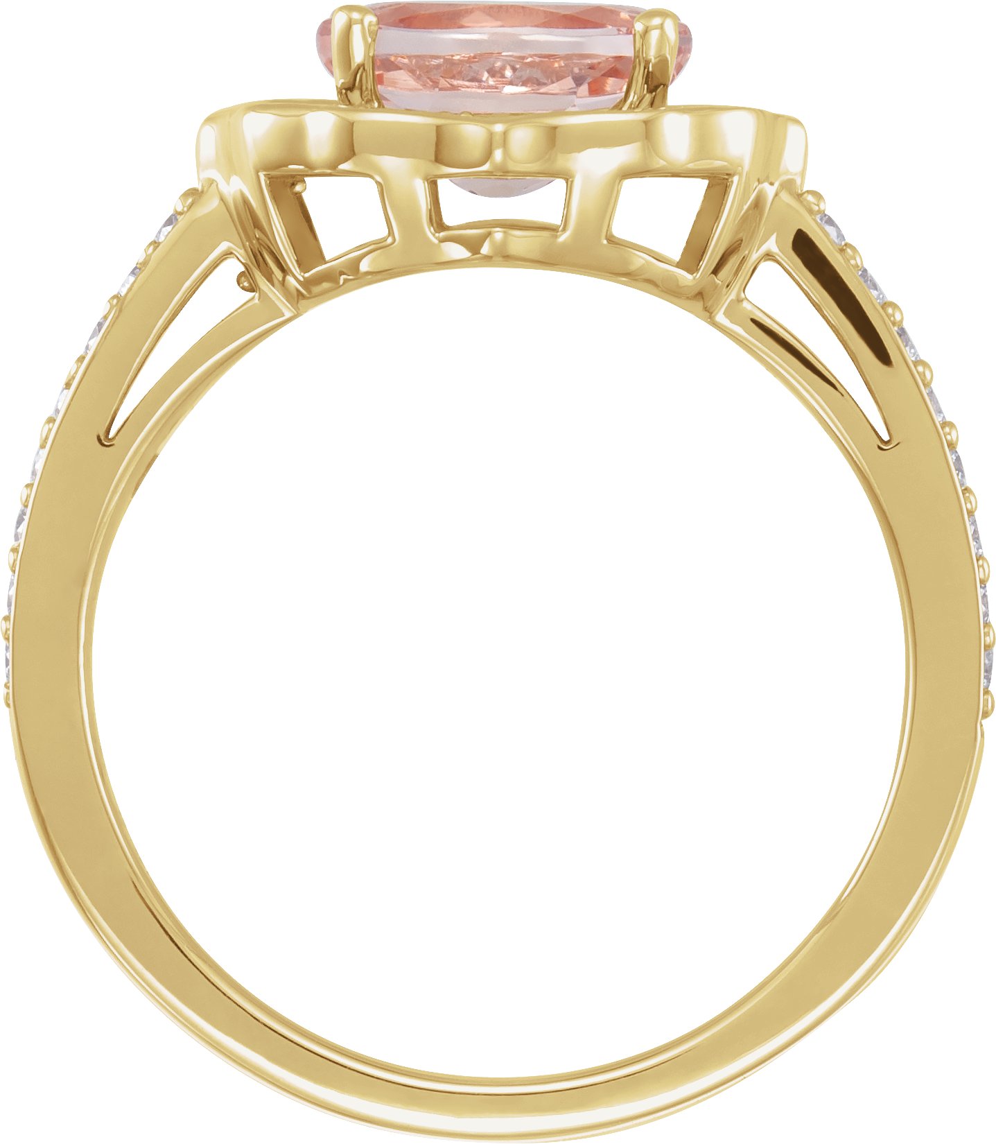 98852537 14K Yellow Natural Peach Morganite & 1/3 CTW Natural Diamond Ring - 71873