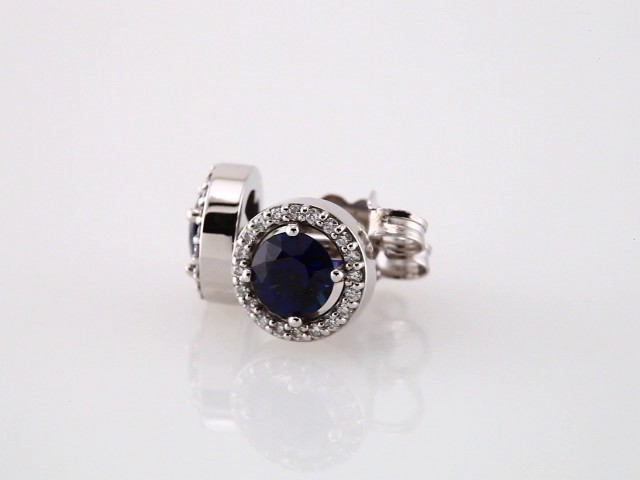 sddefault 14K White Natural Blue Sapphire & 1/10 CTW Natural Diamond Earrings - 86069