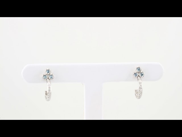 sddefault Platinum Natural Blue Zircon & 1/4 CTW Natural Diamond J-Hoop Earrings - 86806