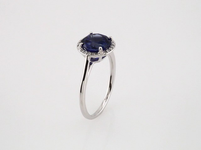 sddefault 14K White Lab-Grown Blue Sapphire & .05 CTW Natural Diamond Ring - 71632