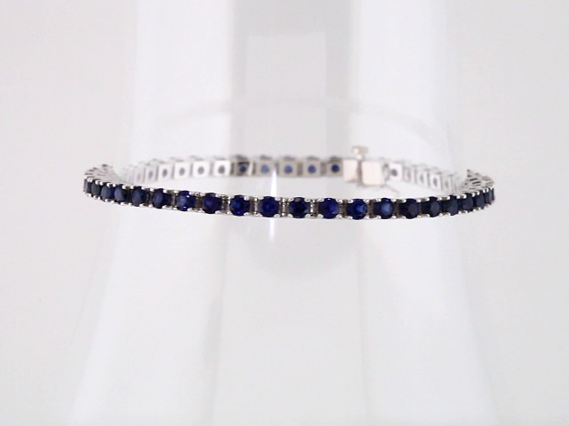 sddefault 14K White Natural Blue Sapphire Line 7" Bracelet - 651742