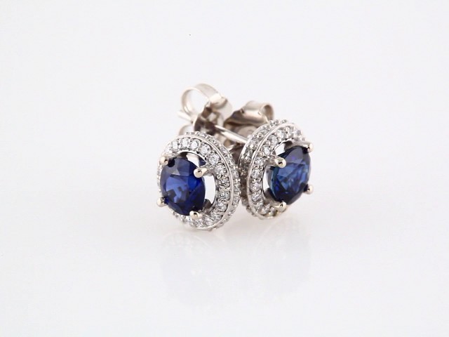 sddefault Platinum Natural Blue Sapphire & 1/3 CTW Natural Diamond Earrings - 68602